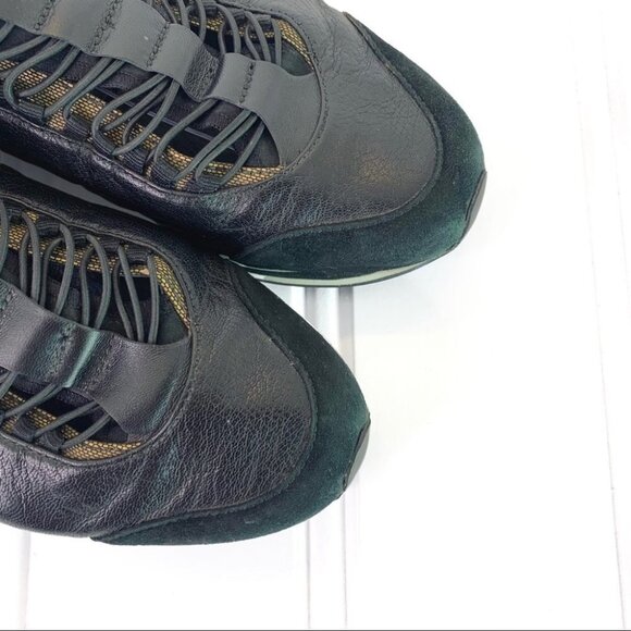 YOHJI YAMAMOTO Y-3 ADIDAS BLACK WHITE GOLD LEATHER SNEAKER ELASTIC STRIPES 6.5 - Picture 16 of 17